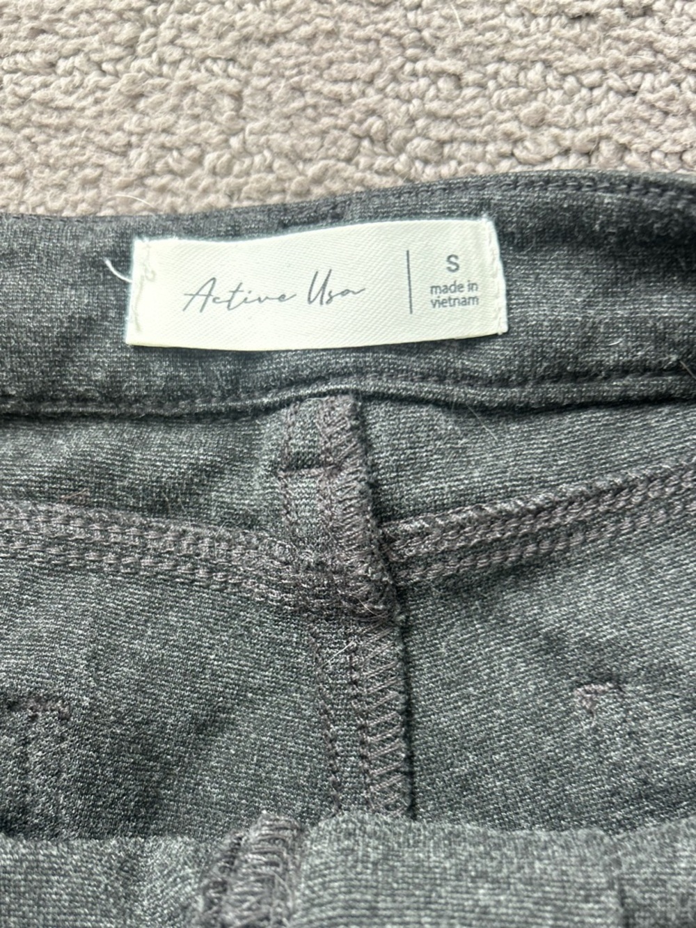 Active USA Dark Charcoal Jegging Pants Jean-Style Pockets Stretchy Knit Size S - Picture 2 of 8